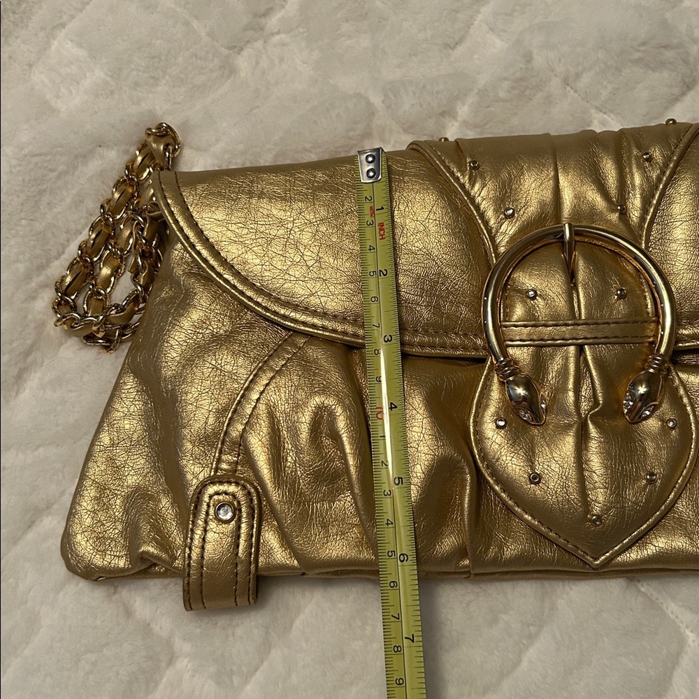 Cache Metallic Gold Clutch with Chain Strap - Picture 5 of 9